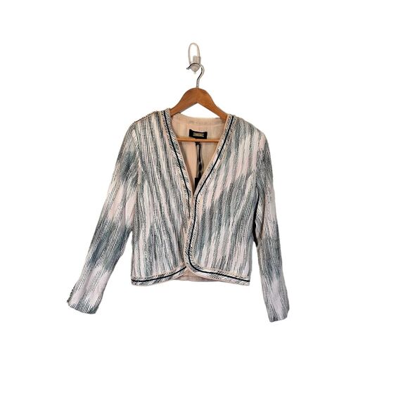 NWT Greylin Anthro Textured Blazer Jacket Blue Pink Flaw Lightweight Summer - Picture 3 of 9